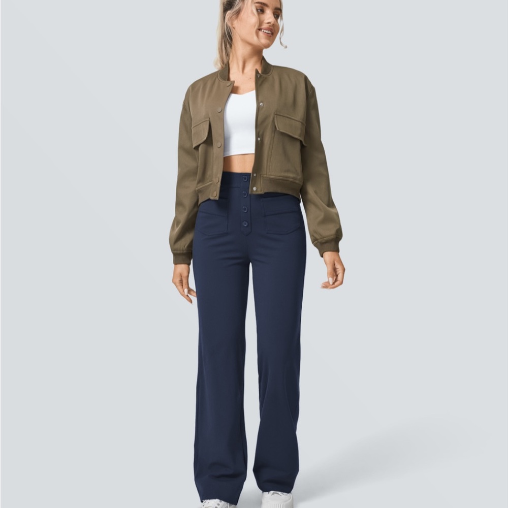 HALARA Navy Wide-Leg Pants - Picture 6 of 12